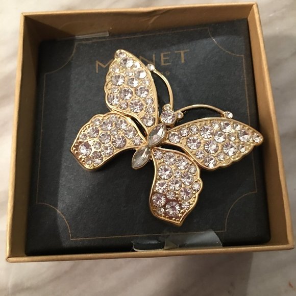 NEW Monet Butterfly Brooch Pin w/ Rhinestones - Costume Jewelry - Picture 2 of 4